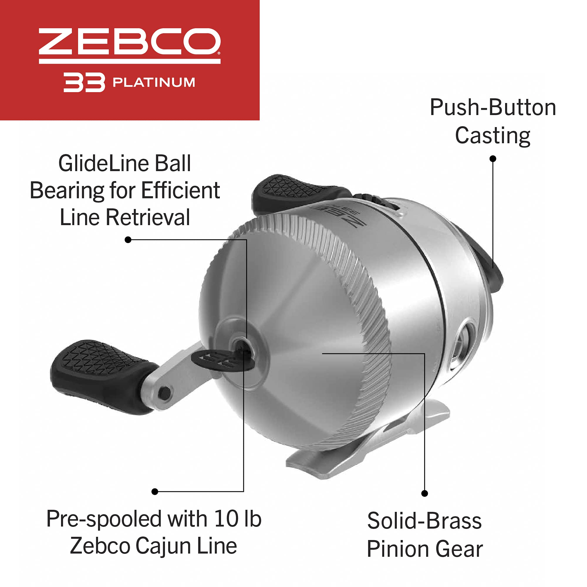 Zebco 33 Platinum Spincast Reel And Fishing Rod Combo, 6-Foot 2-Piece Im6 Graphite Rod With Comfortable Eva Handle, Instant Anti