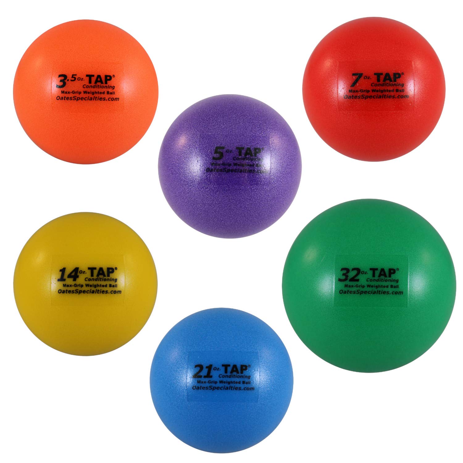 Tap Conditioning Tap Max-Grip Weighted Ball- Set Of Six | Plyo Balls Used In Pitching And Hitting Training, Multi-Colored