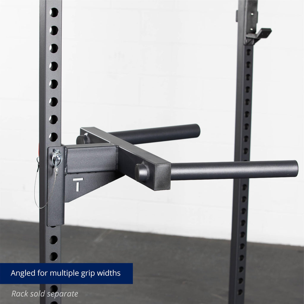 Titan Fitness T-2 Series Y-Dip Bar, Rack Mounted Dip Attachment, 550 Lb Capacity, Fits 2'' X 2'' Tubular Steel