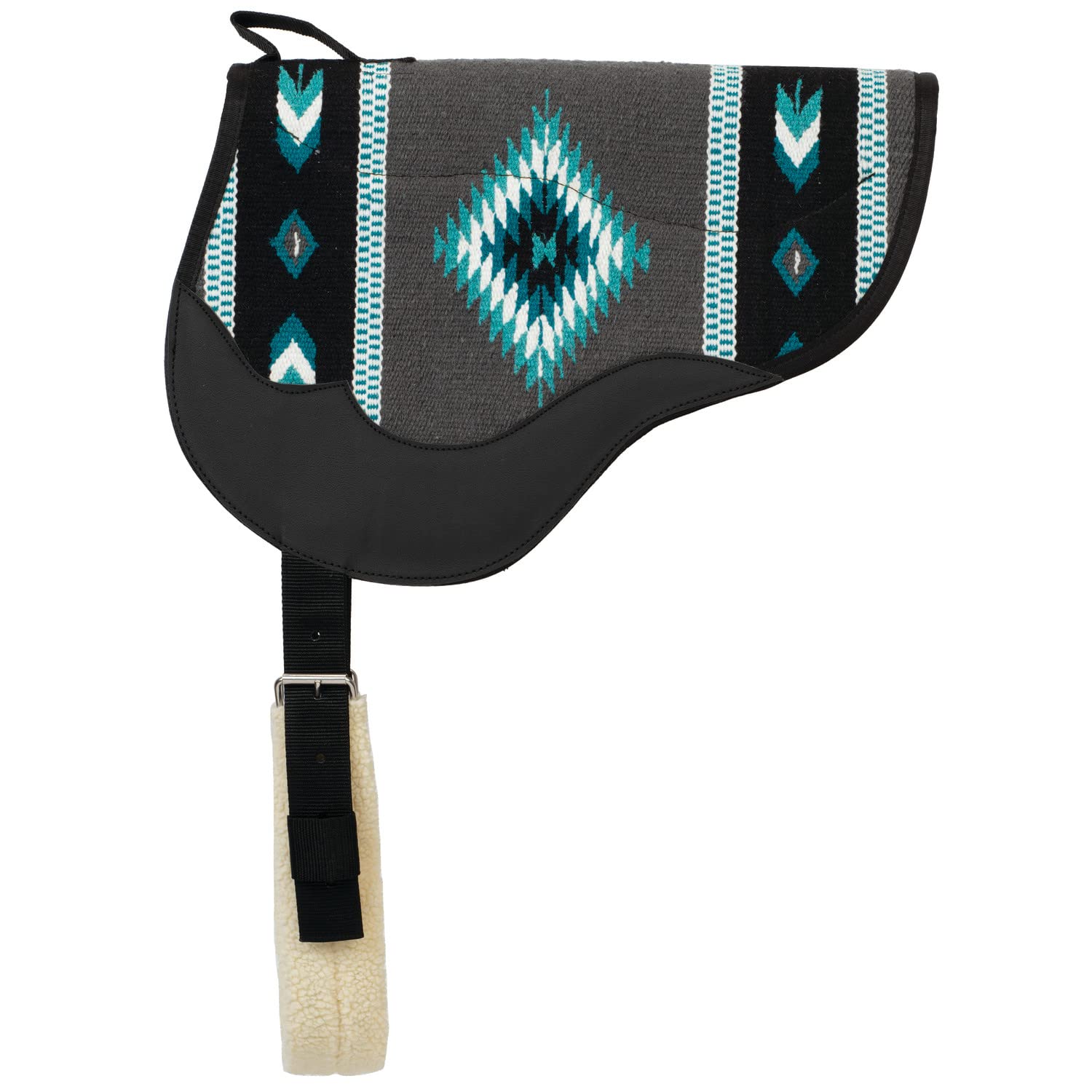 Weaver Leather Wool Blanket Top Bareback Pad, Gray/Turquoise