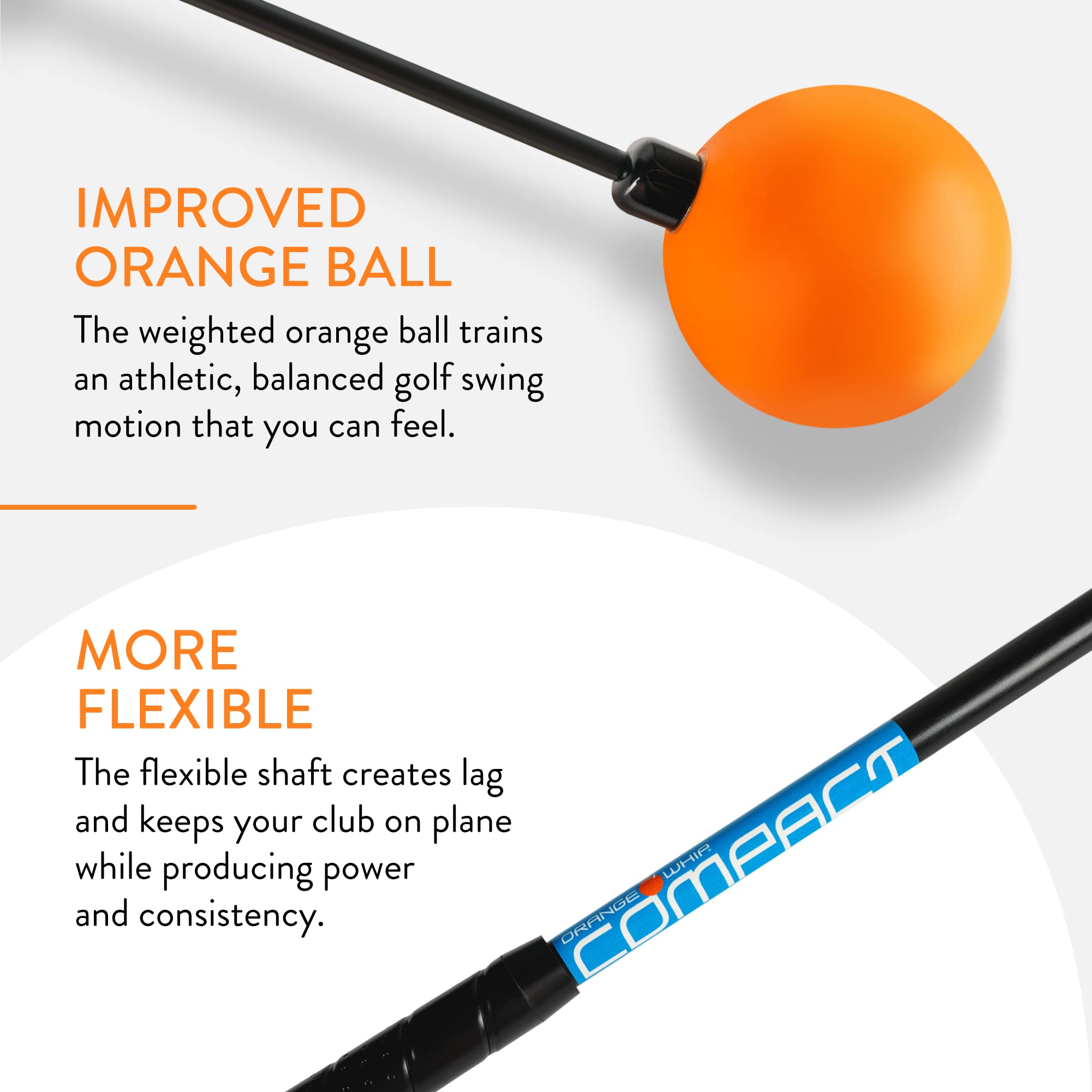 Orange Whip Compact Golf Swing Trainer Aid For Improved Rhythm, Flexibility, Balance, Tempo, Swing Plane, And Strength, Patented