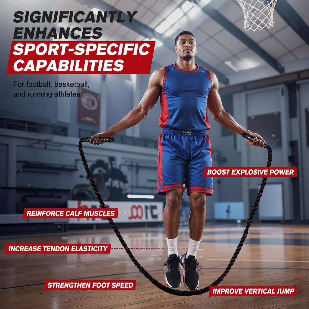 Hpygn Weighted Heavy Skipping/Jump Rope 9.2Ft 2.8Lb For Fitness, Exercise, Boxing Gym Training, Home Workout, Improve Strength A