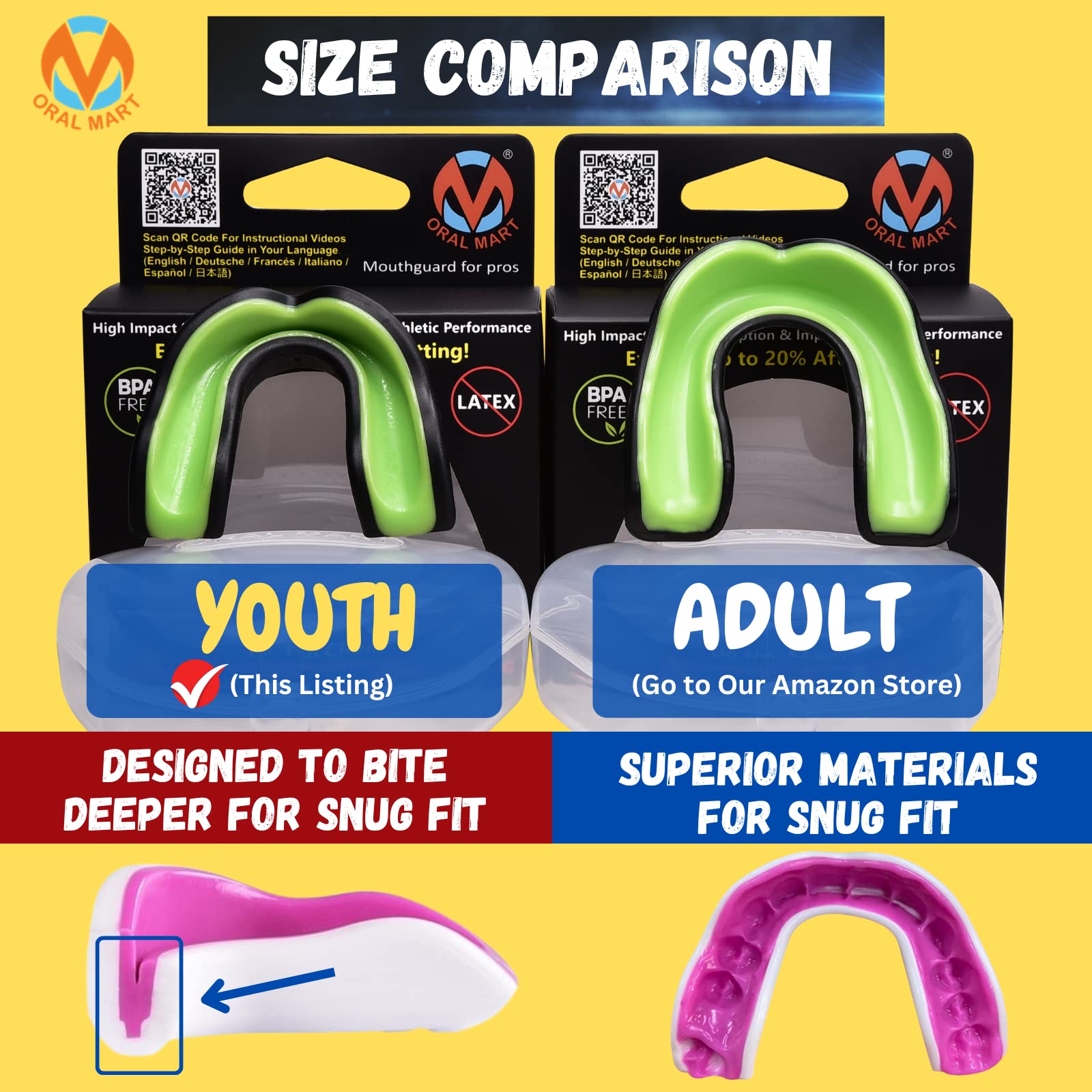Oral Mart Black/Green Youth Mouthguard For Kids - Youth Mouthguard For Karate, Flag Football, Martial Arts, Taekwondo, Boxing, F