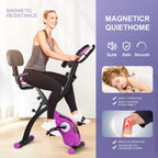 Techmoo Folding Exercise Bike, Magnetic Resistance 3 In 1 Portable Upright Foldable Exercise Bicycle Machine With Front And Back