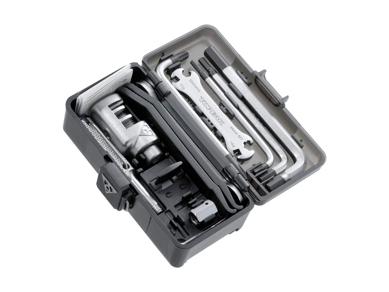 Topeak Survival Gear Box (TT2543) - 30-Function Compact Bike Multi-Tool Kit with Mounting Case, Chrome Vanadium Steel Tools, 233