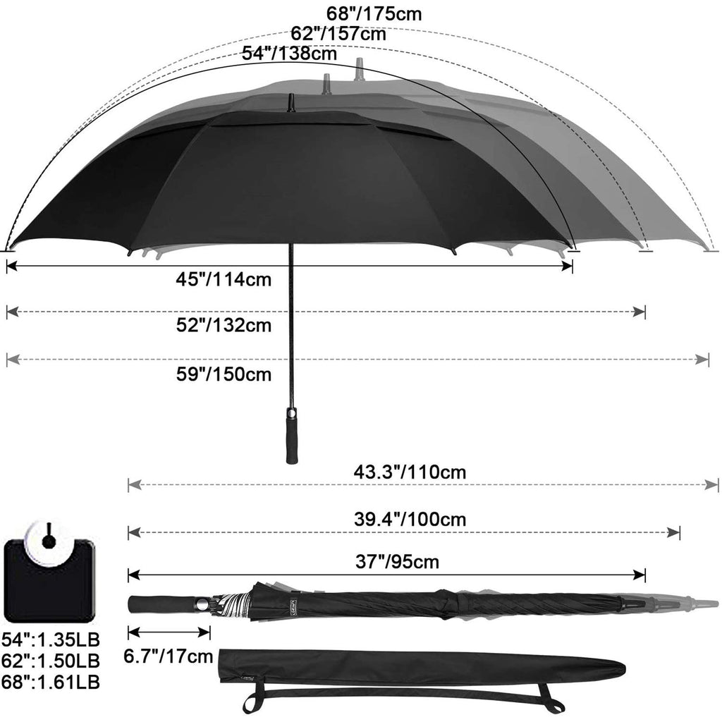 G4Free 62 Inch Extra Large Windproof Golf Umbrella Automatic Open Umbrella Double Canopy Vented Anti Uv Sun Protection Oversize