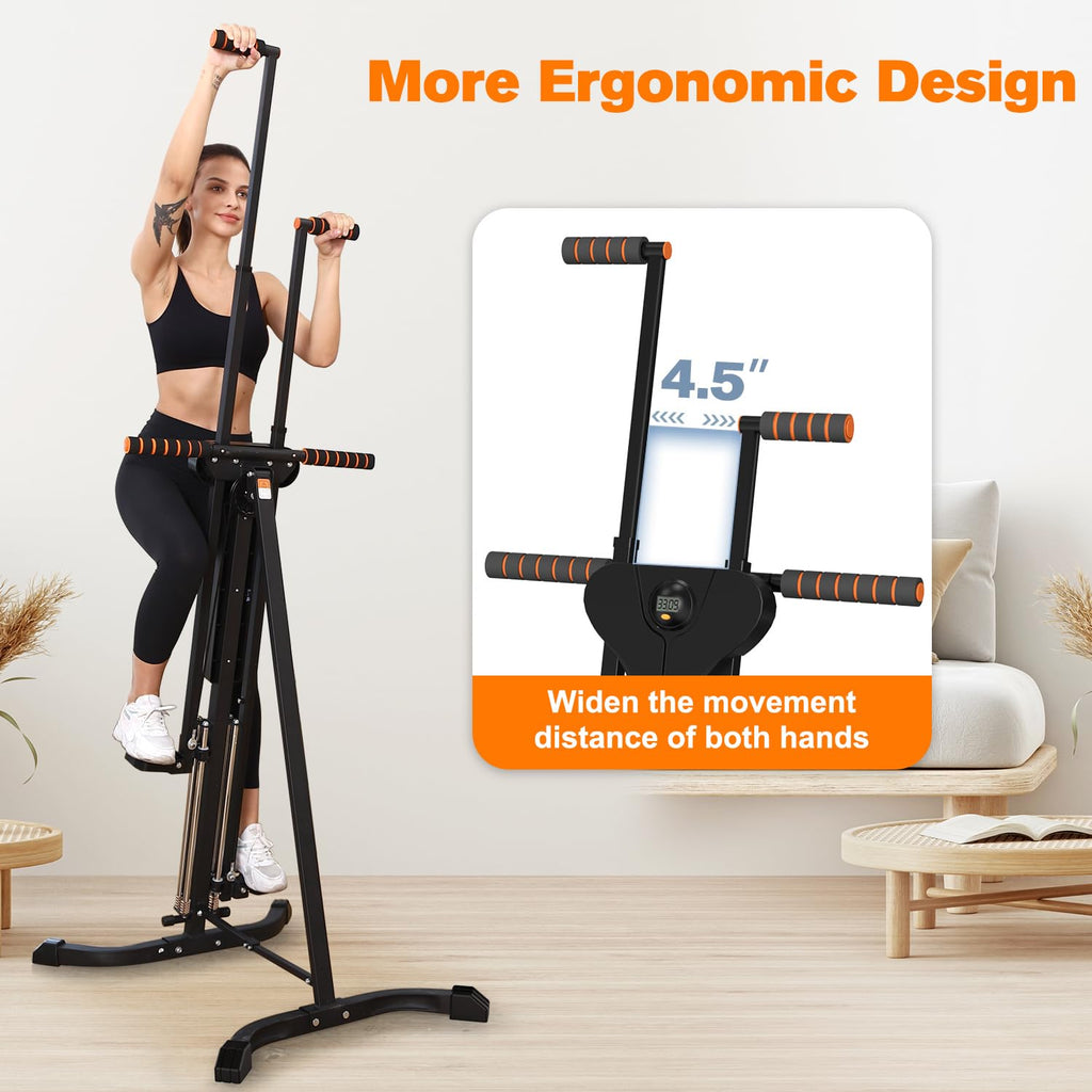 Vertical Climber Exercise Machine For Home Gym With 4 Metal Guide Rails Folding Exercise Climber Cardio Workout Machine 5-Level