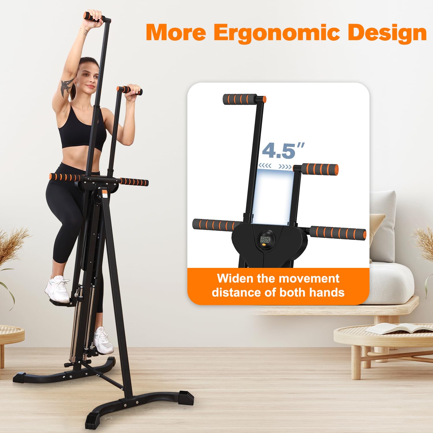Vertical Climber Exercise Machine For Home Gym With 4 Metal Guide Rails Folding Exercise Climber Cardio Workout Machine 5-Level