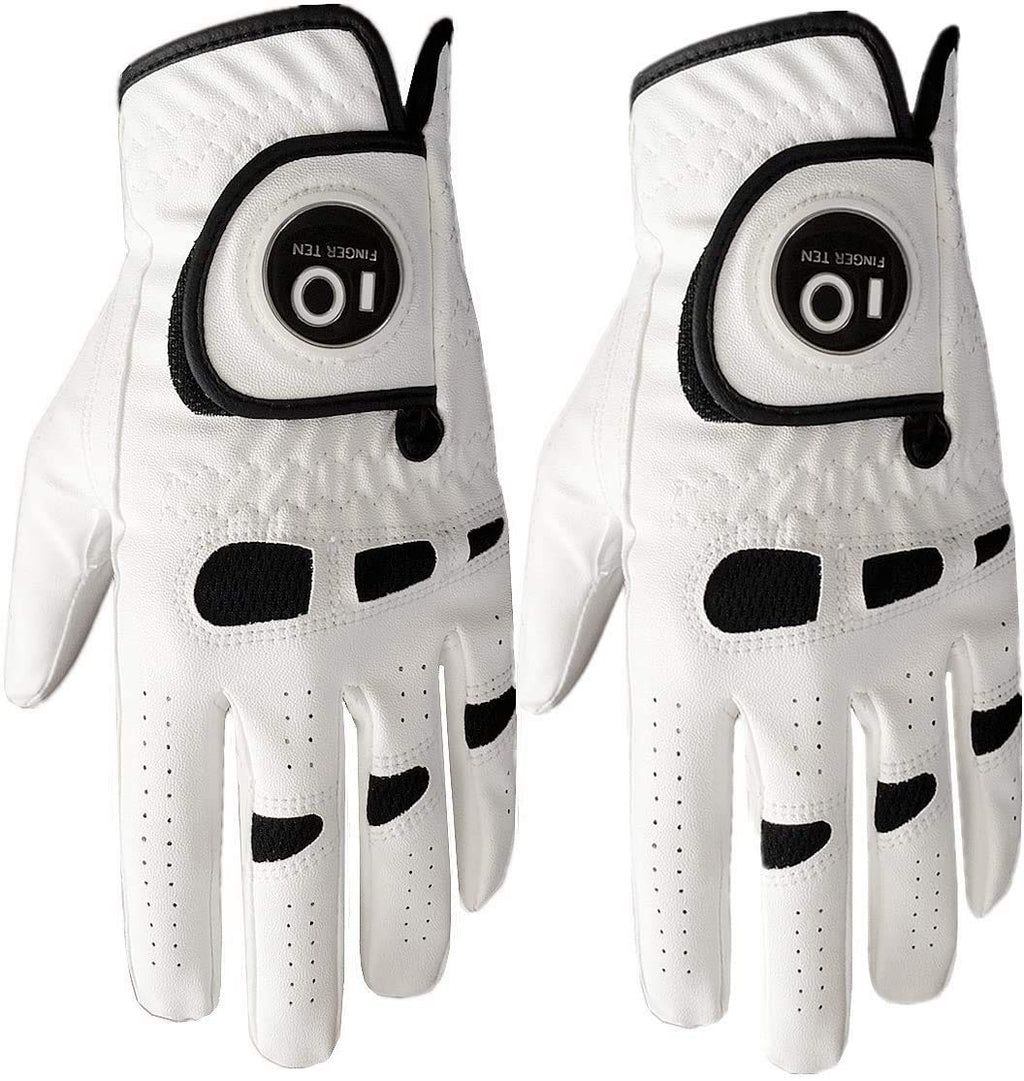 Men      S Golf Glove Left Hand Right With Ball Marker Value 2 Pack, Weathersof Grip Soft Comfortable, Fit Size Small Medium Ml 