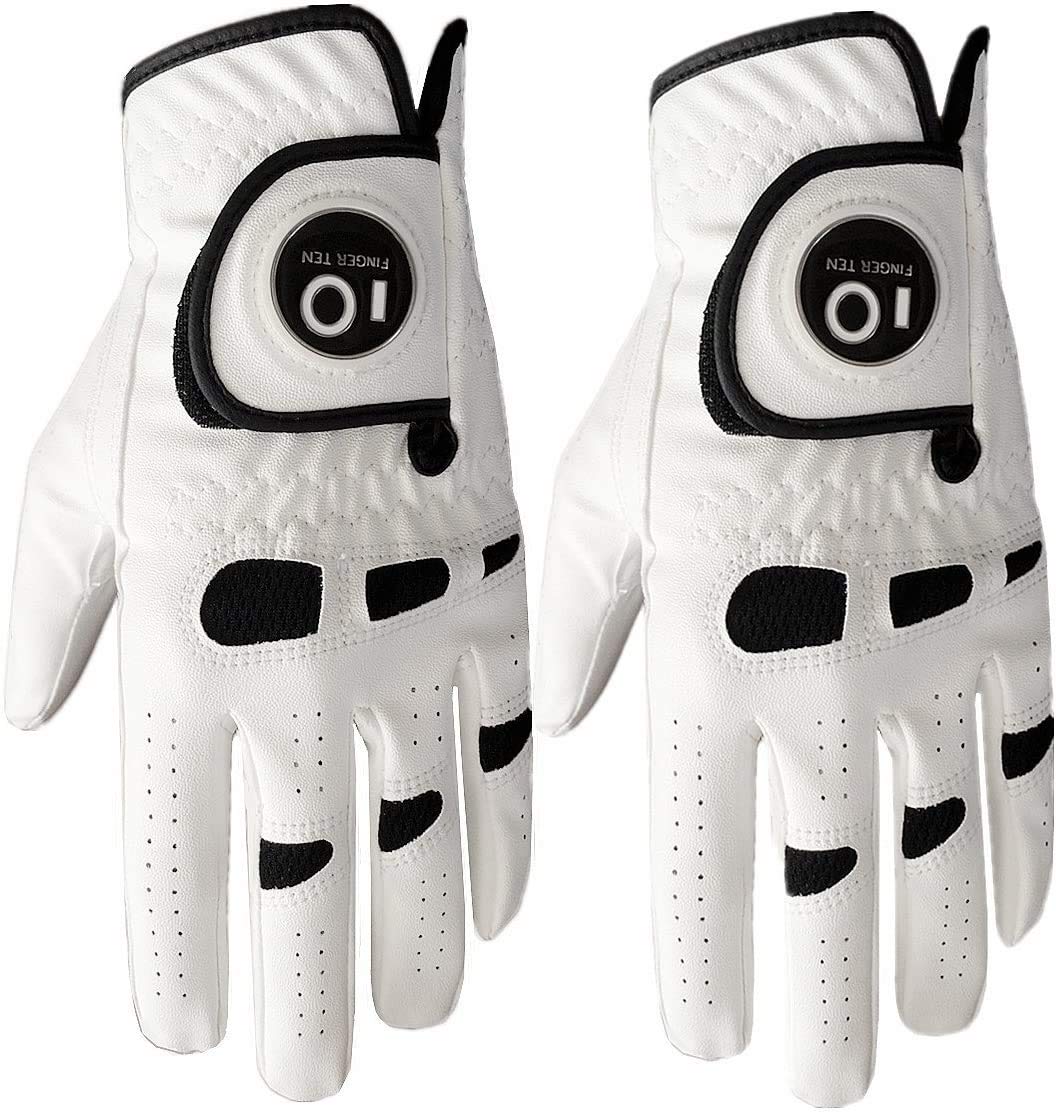 Men      S Golf Glove Left Hand Right With Ball Marker Value 2 Pack, Weathersof Grip Soft Comfortable, Fit Size Small Medium Ml 