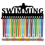 Creatcabin Swimming Medal Holder Swimmer Medals Hanger Athlete Awards Display Stand Wall Rack Mount Decor Stainless Steel Metal