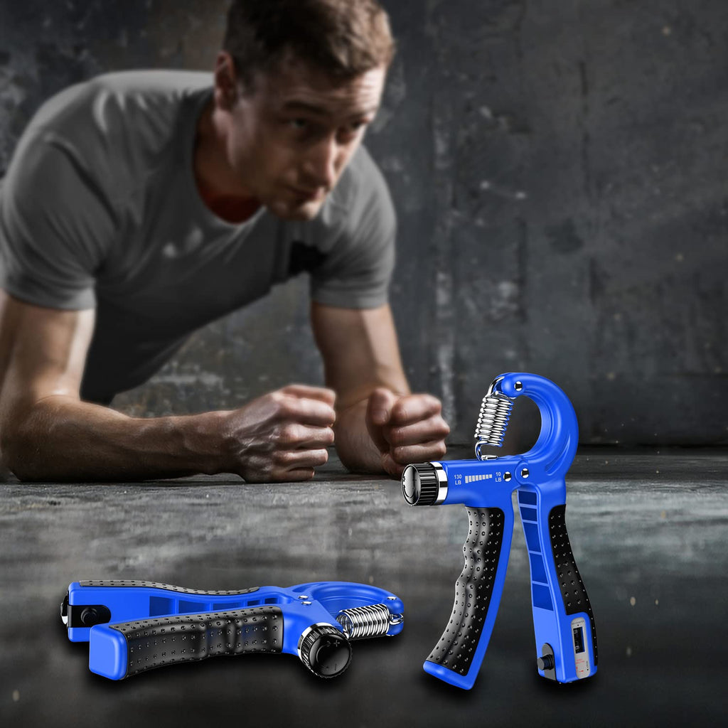 Kdg Hand Grip Strengthener 2 Pack(Blue) Adjustable Resistance 10-130 Lbs Forearm Exerciser,Grip Strength Trainer For Muscle Buil