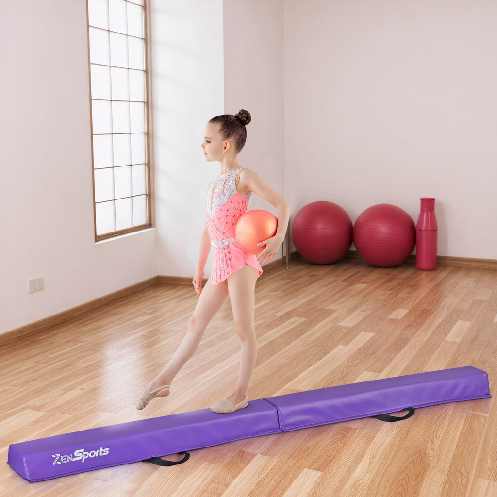 Zeny 6Ft Folding Gymnastics Balance Beam Foam Floor Balance Beam Bar With Anti-Slip Base Walking Beams Home Gymnastics Equipment