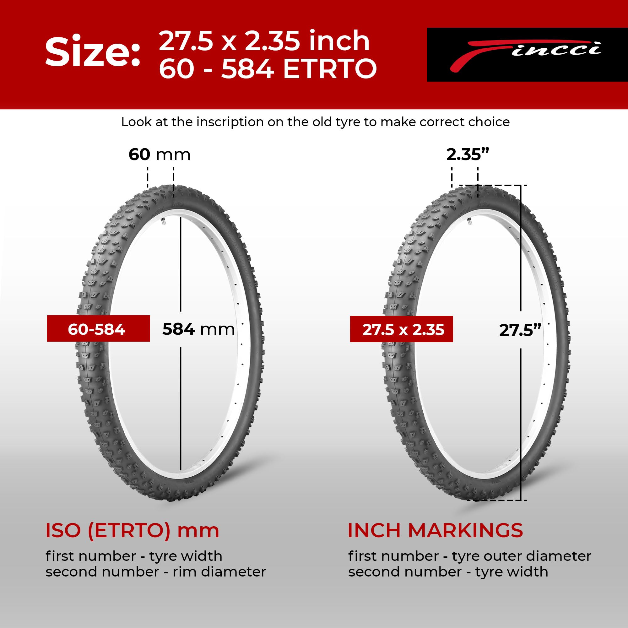 Fincci Pair 29 X 26 Inch 68-622 Etrto Folding Bike Tires With Nylon Protection, 60 Tpi For Mountain, Mtb, Downhill Xcenduro Trai
