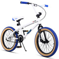 vollsch Freestyle BMX Bikes 18 Inch Kids Bicycle for 6-12 Years Old Teens, Boys, Girls, Beginner-Lever Riders, White with Blue T