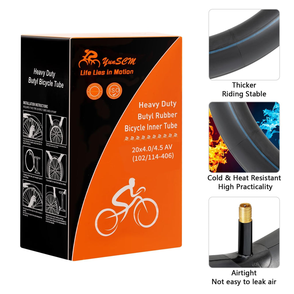 2-Pack 20'' Fat Tire Tubes 20 X 4.0/4.5 Av 32Mm Schrader Valve 20'' Fat Bicycle Tubes Compatible With 20X4.0 20 X 4 1/4 20 X 4.3