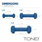 Tone Fitness 20 LB Neoprene Dumbbell Set with Storage Rack - Non-Slip, Anti-Roll Hand Weights for Home Gym Workouts - Black