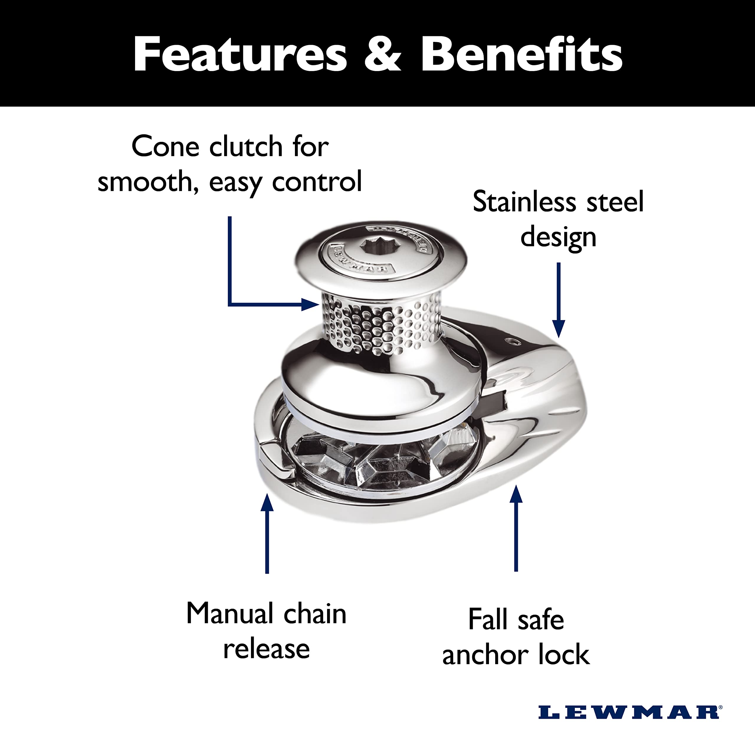 Lewmar 12V/700-Watt V1 (002) Gypsy Only For Electric Power/Sailboats 28'-40' With 1/4'' G4 Chain, Max Pull 1,653 Lbs. - 20202011