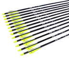 Tiger Archery 30Inch Carbon Arrow Practice Hunting Arrows With Removable Tips For Compound & Recurve Bow(Pack Of 12) (Yellow Whi