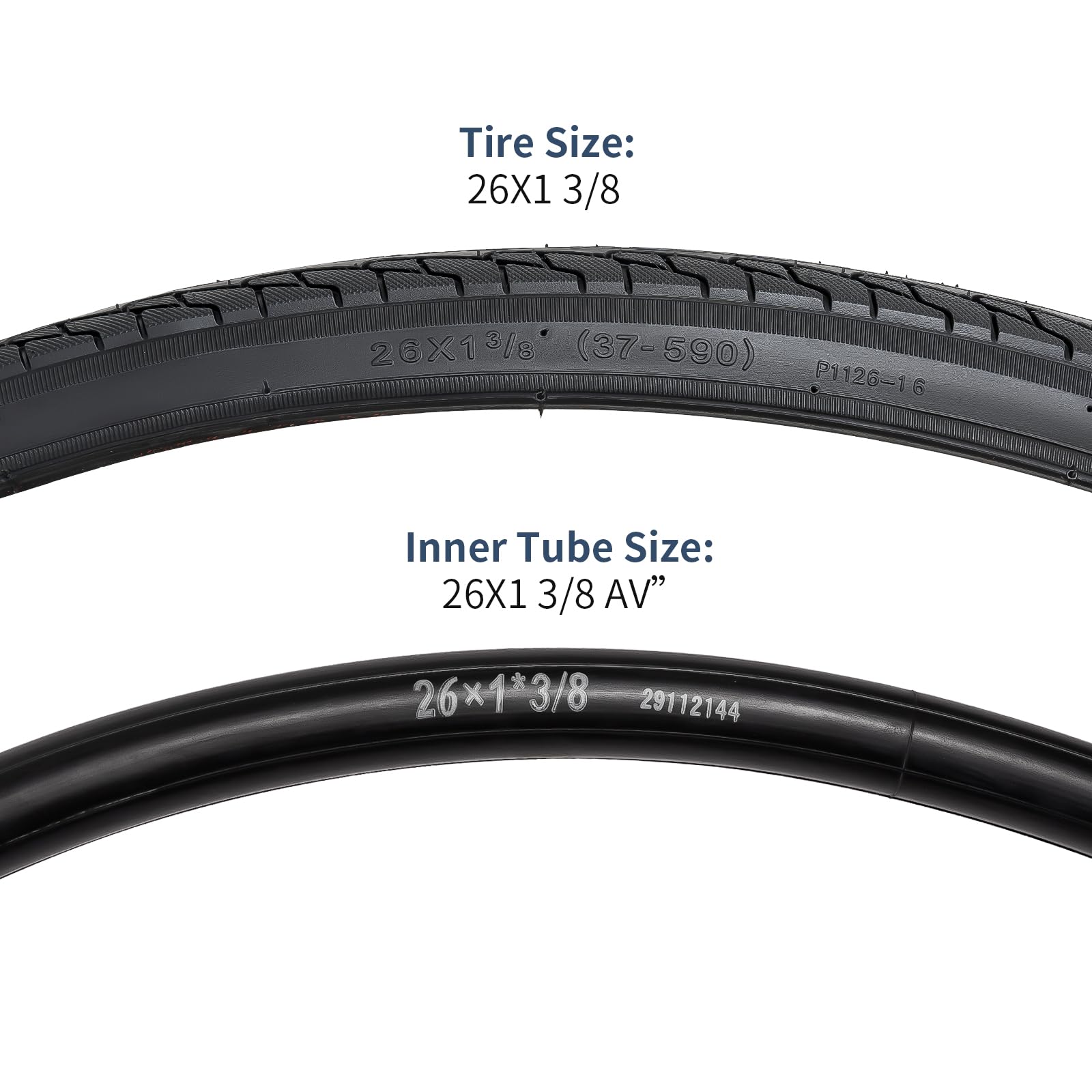 2 Pack 26 X 1 3/8 (37-590) Road Bike Tires Plus 2 Pack 26'' Bike Tubes 26X1 3/8 Av33 Schrader Valve Compatible With 26X1 3/8 Bik