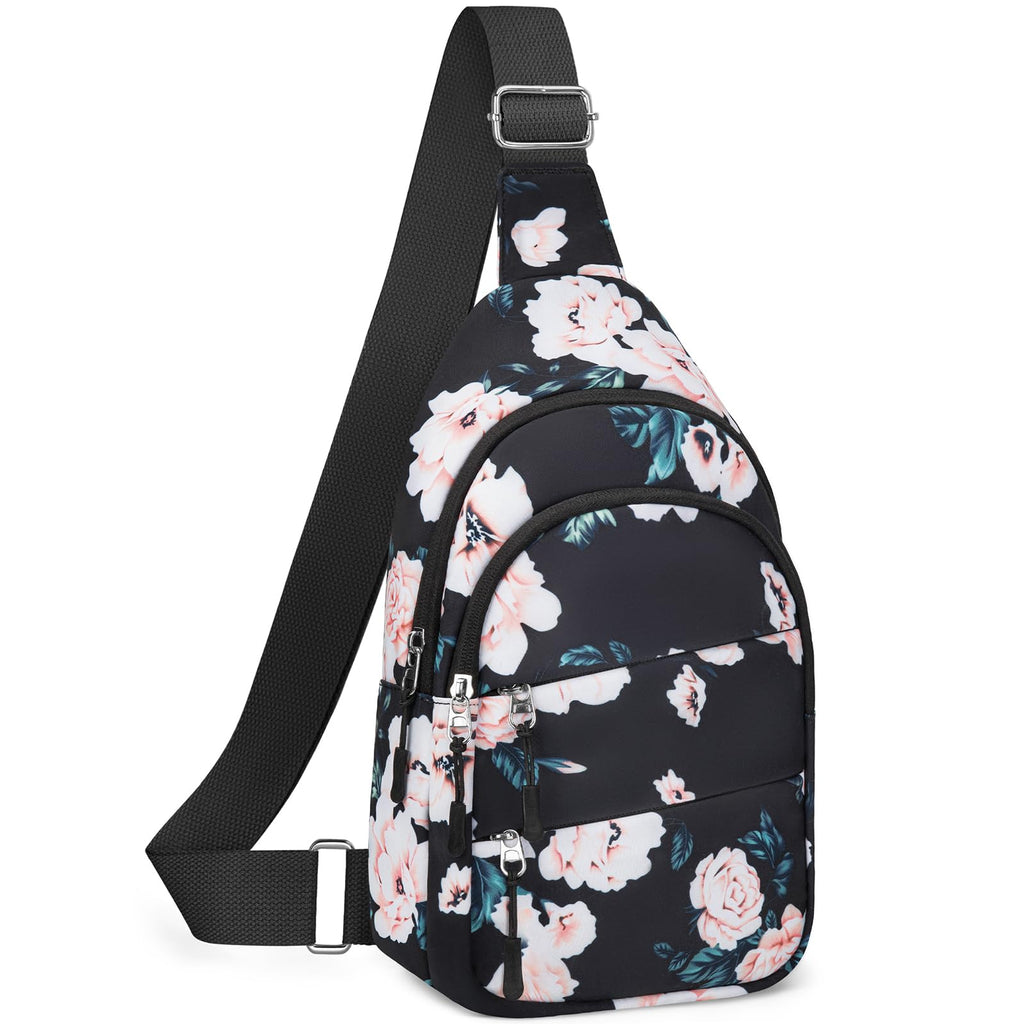 Tuwubi Crossbody Bags for Women, Sling Bag for Men, Small Hiking Backpack Anti Theft Lightweight for Outdoors Travel (M, Black F