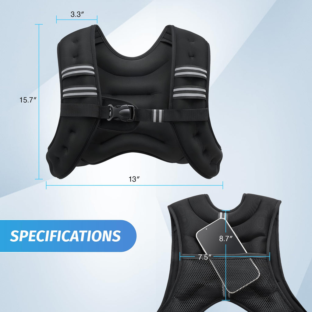 Zelus Weighted Vest 12Lb Weight Vest With Reflective Stripe For Workout, Strength Training, Running, Fitness, Muscle Building, W