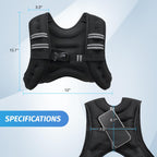 Zelus Weighted Vest 12Lb Weight Vest With Reflective Stripe For Workout, Strength Training, Running, Fitness, Muscle Building, W