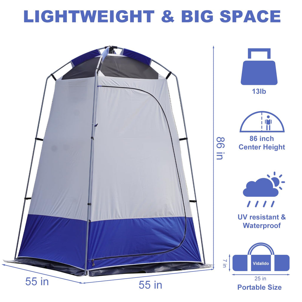 Outdoor Shower Tent Changing Room Privacy Portable Camping Shelters (White Blue)