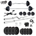 Beacon International 18 Kg Pvc Home Gym Set With 5 Feet Straight Rod, 3 Feet Curl Rod, Rod Locks,Dumbbell Rods, Gym Gloves, Hand