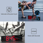 Anjank 15 Large Gym Timer, Led Digital Wall Clock With Seconds, Timing For Workout, Interval & Rounds, Countdown/Up/Stopwatch/12