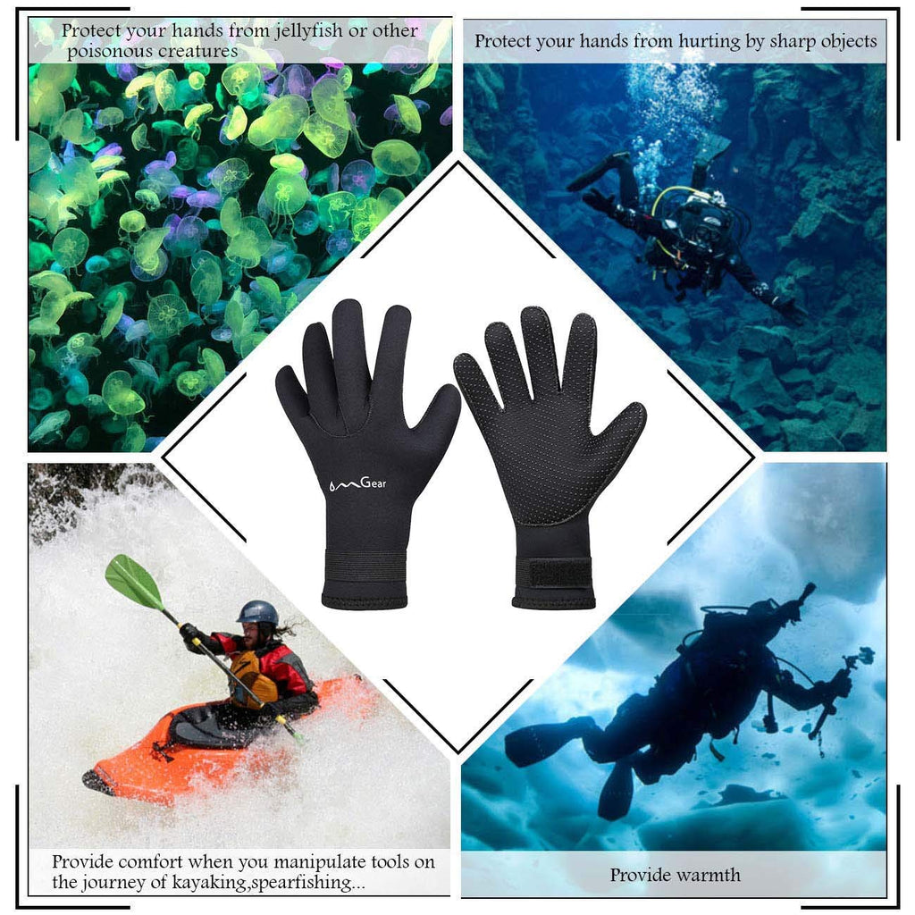 Omgear Neoprene Gloves Diving Wetsuit Gloves 3Mm Glued Anti-Slip Flexible Thermal With Adjustable Waist Strap For Snorkeling Scu