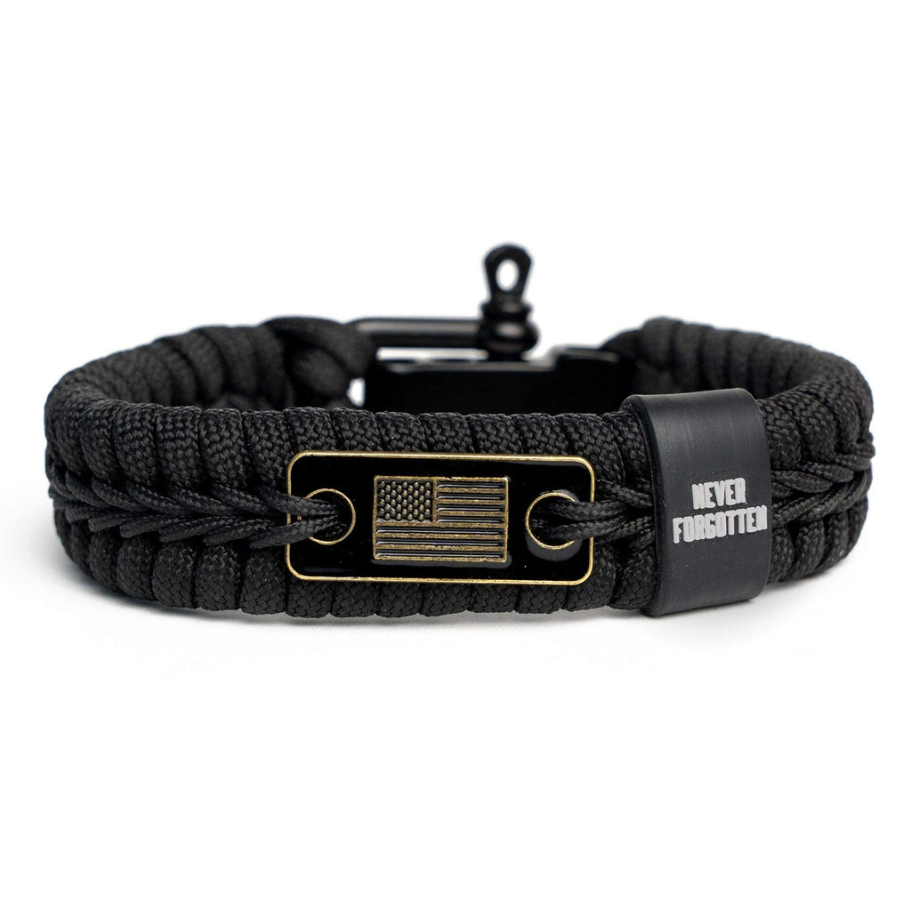 Hero Company Never Forgotten Paracord Bracelet - Tactical Survival Bracelet For Men With Bronze Usa Flag - Helps Pair Military V
