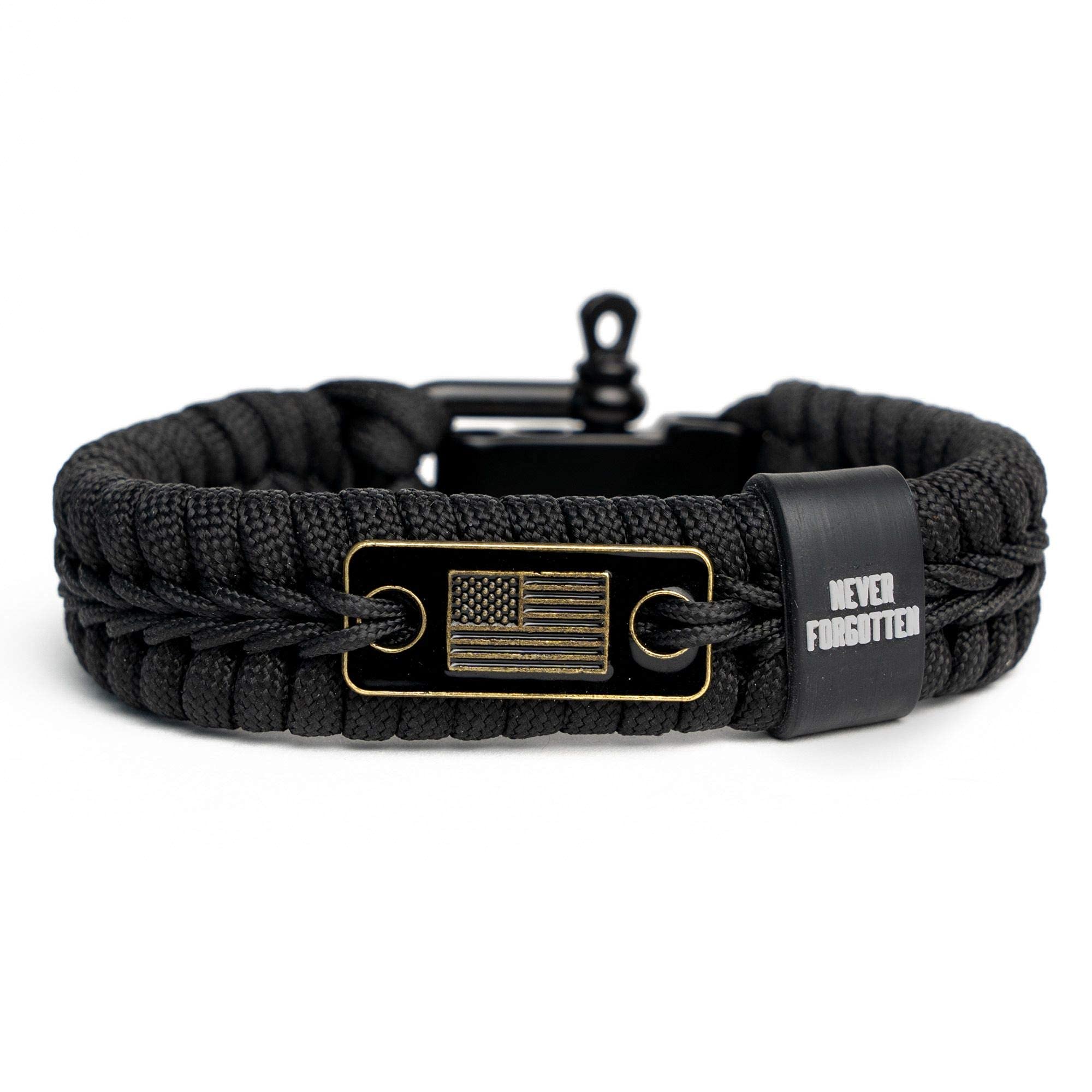 Hero Company Never Forgotten Paracord Bracelet - Tactical Survival Bracelet For Men With Bronze Usa Flag - Helps Pair Military V