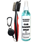 The Golfers Workshop 4Oz Club Cleaning Spray And Golf Club Brush With Groove Cleaner, 2Ft Retractable Zip-Line, Carabiner Clip (