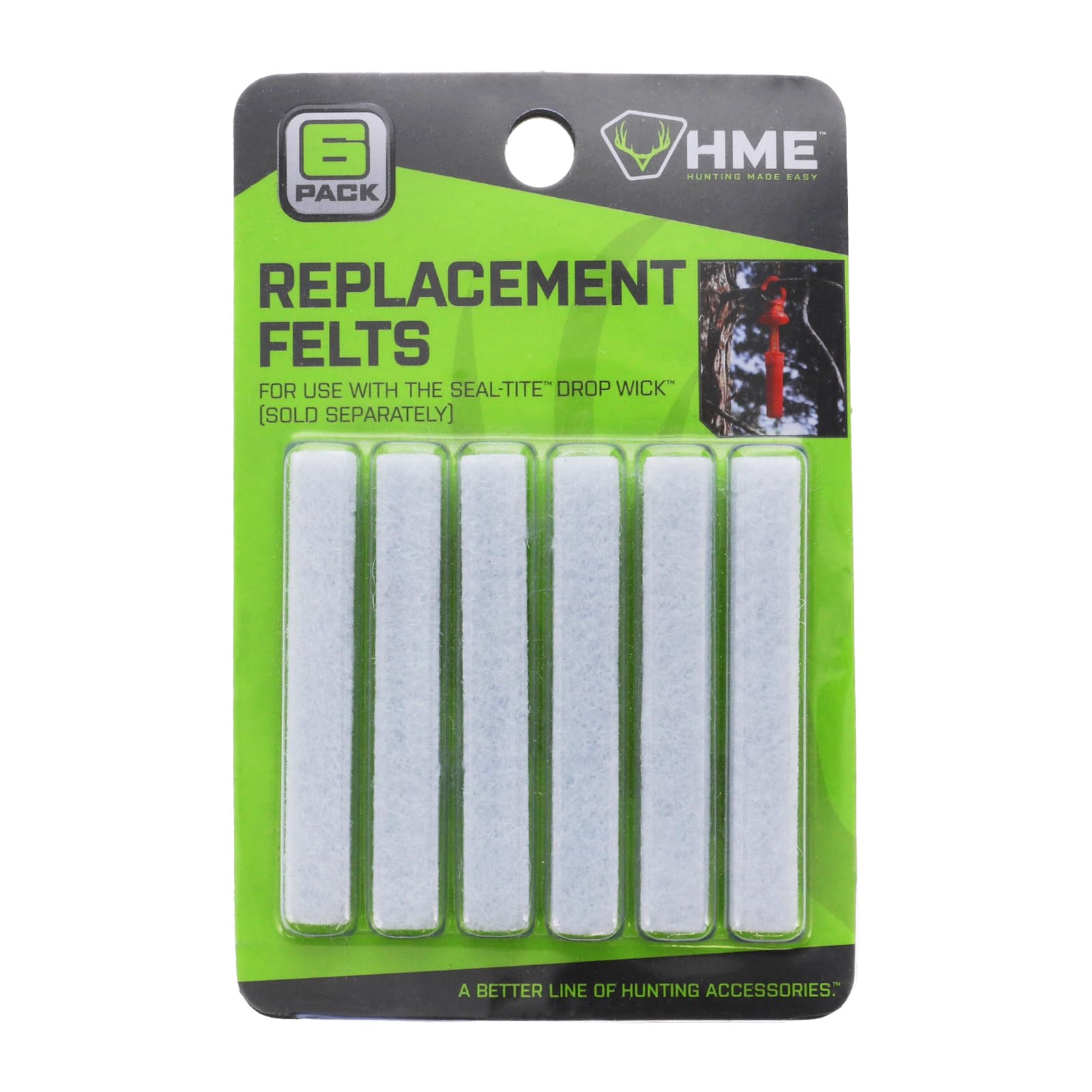 Hme Drop Wick Replacement Felts (Pack Of 6) Effective Durable Quick-Replacement Absorbent Refills For Hunting Scent Dispenser