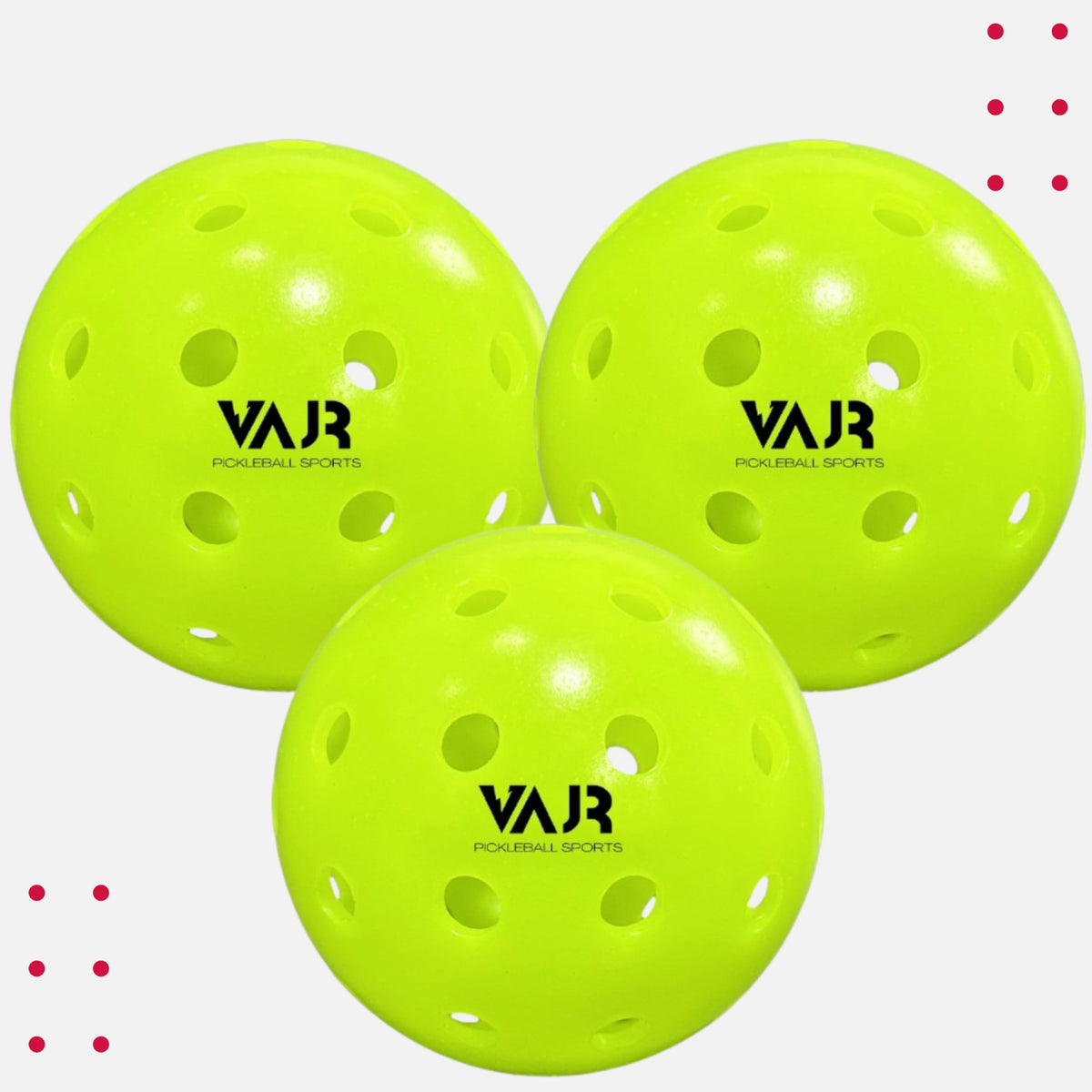 Vajr Pickleball Ball | V40 | 3Pack | 40 Precise Holes | True Flight | Authentic Bounce | Exceptional Durability | Light Green