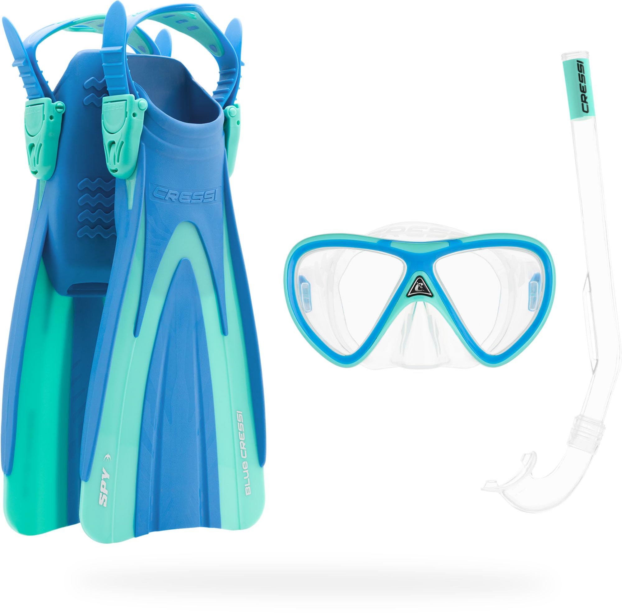 Cressi Seashell Seekers Set Mask+Snokel+Fins Sets, Blue/Aqua Green, S/M