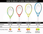 Head Speed Kids Tennis Racquet - Beginners Pre-Strung Head Light Balance Jr Racket , Frustration Free Packaging - 25 Inch, Blue