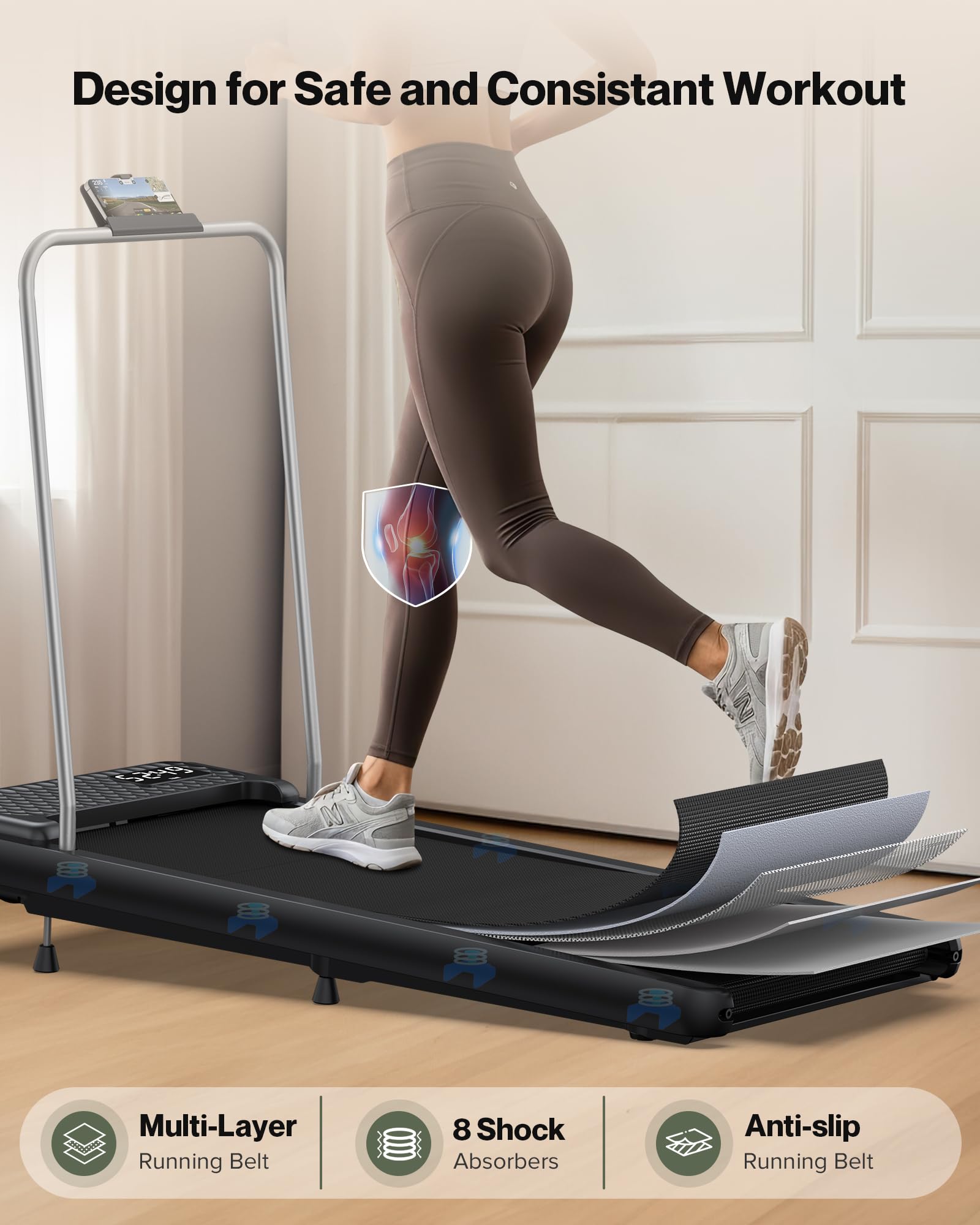 Wellfit 10% Incline Walking Pad, Under Desk Treadmill For Home Office Small, Only 29Lb Lightweight Smart Treadmill With Mute Rem
