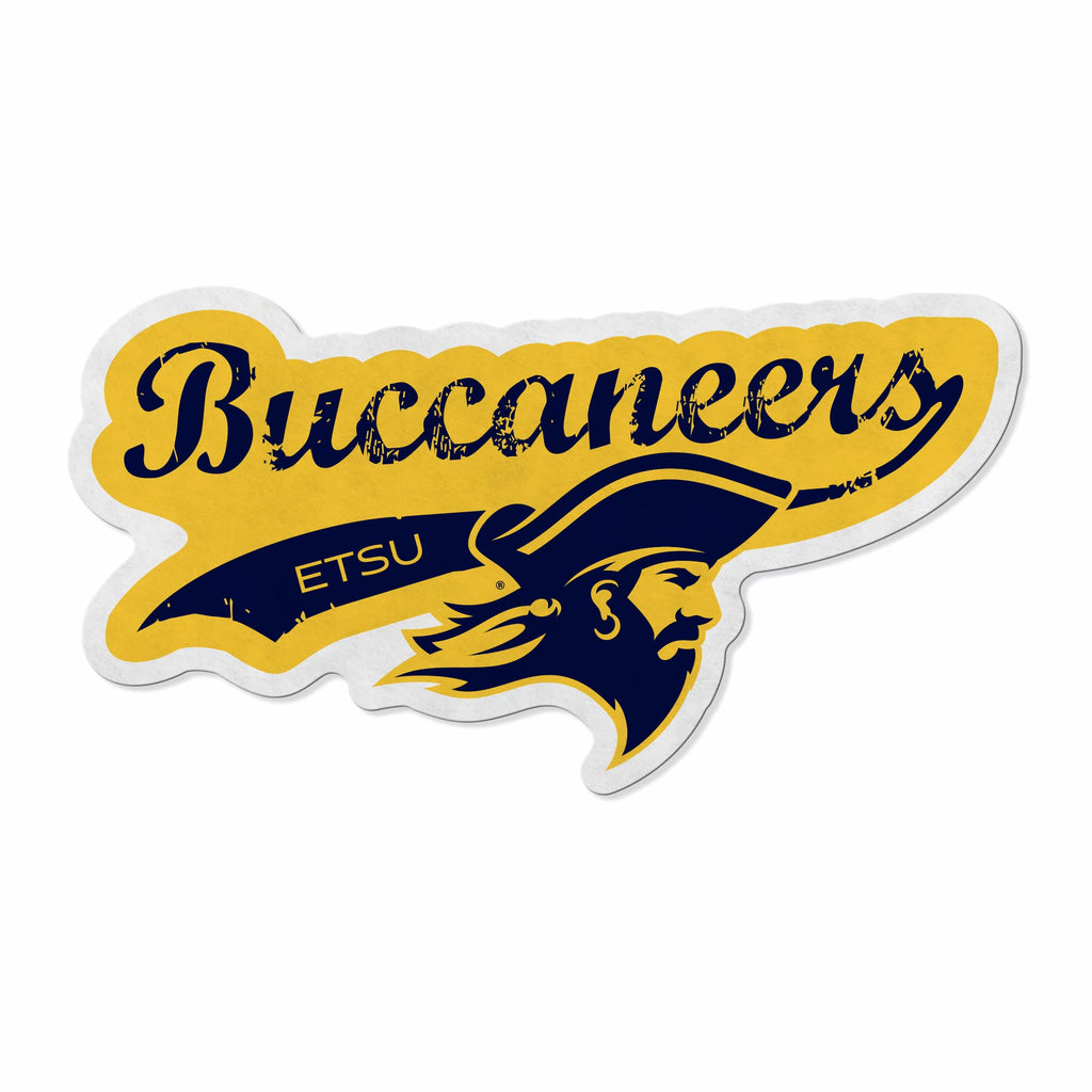 Rico Industries Ncaa East Tennessee State Buccaneers Distressed Shape Cut Pennant - Home And Living Room D  Cor - Soft Felt Ez T