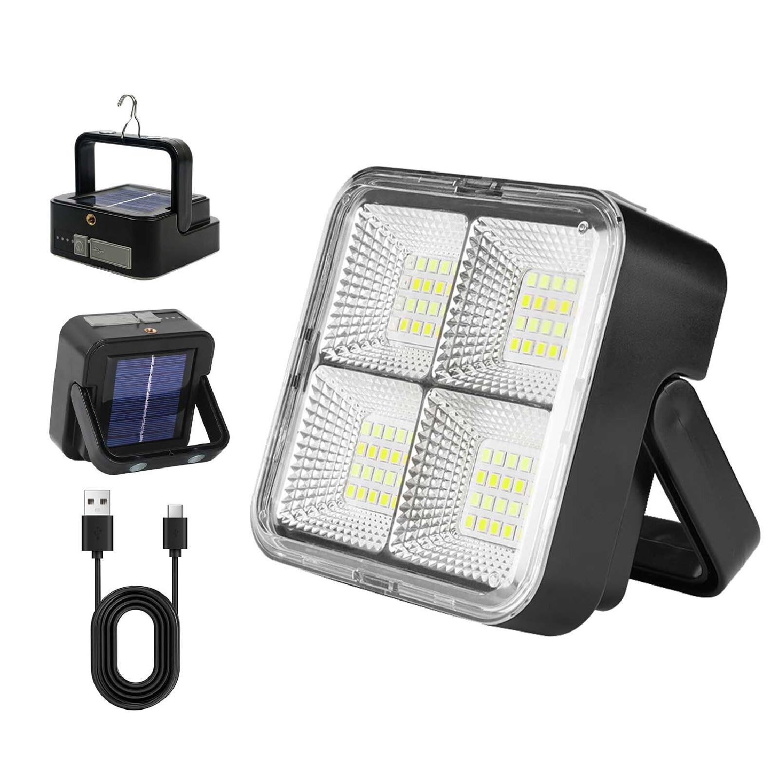 Portable Camping Light, Type-C Rechargeable Magnetic Compact Light with Foldable Stand, 2-in-1 Hands-Free Camping Lanterns & Eme