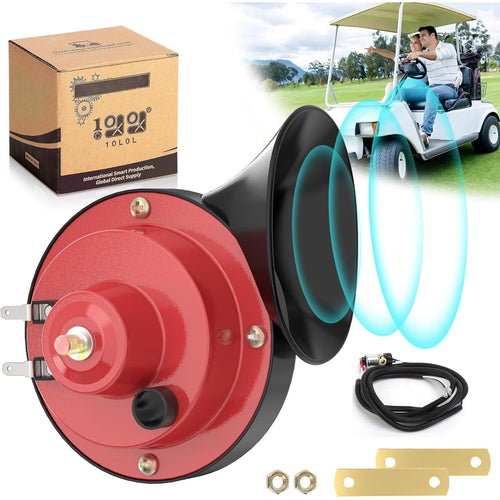 10L0L Universal 12 Volt Golf Cart Horn Kit For Ezgo, Club Car, Yamaha - Floor Mount Button Switch, Golf Cart Street Legal Horn K