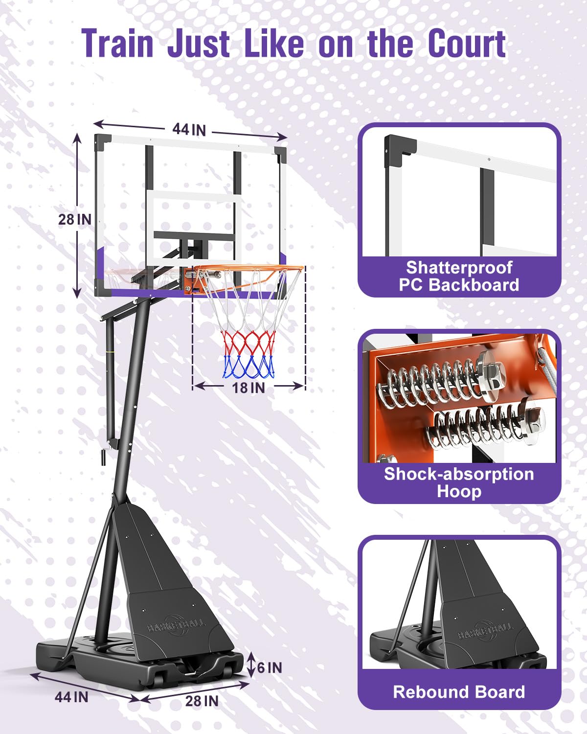 Tonbux Basketball Hoop 10Ft Adjustable Easily, Basketball Goal System For Kids Teens Youth Adults, Portable Hoops & Goals Outdoo