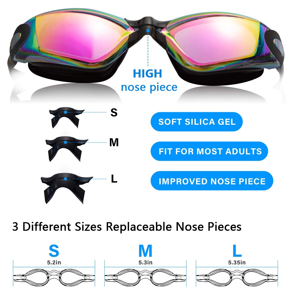 Keary Swim Goggles Pack Of 2 Anti-Fog Swimming Goggles For Adults Women Men Youth Junior, No Leaking Uv Protection Waterproof Mi
