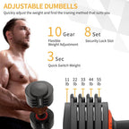 Skok 55 Lbs Pair Adjustable Dumbbells Set, Adjustable Weights Dumbbells Set For Men And Women With Anti-Slip Fast Adjust Weight