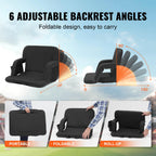 Vevor Stadium Seat With Back Support, Wide Bleacher Seat Back, Folding Padded Cushion Stadium Chair, Portable Reclining Chair Wi