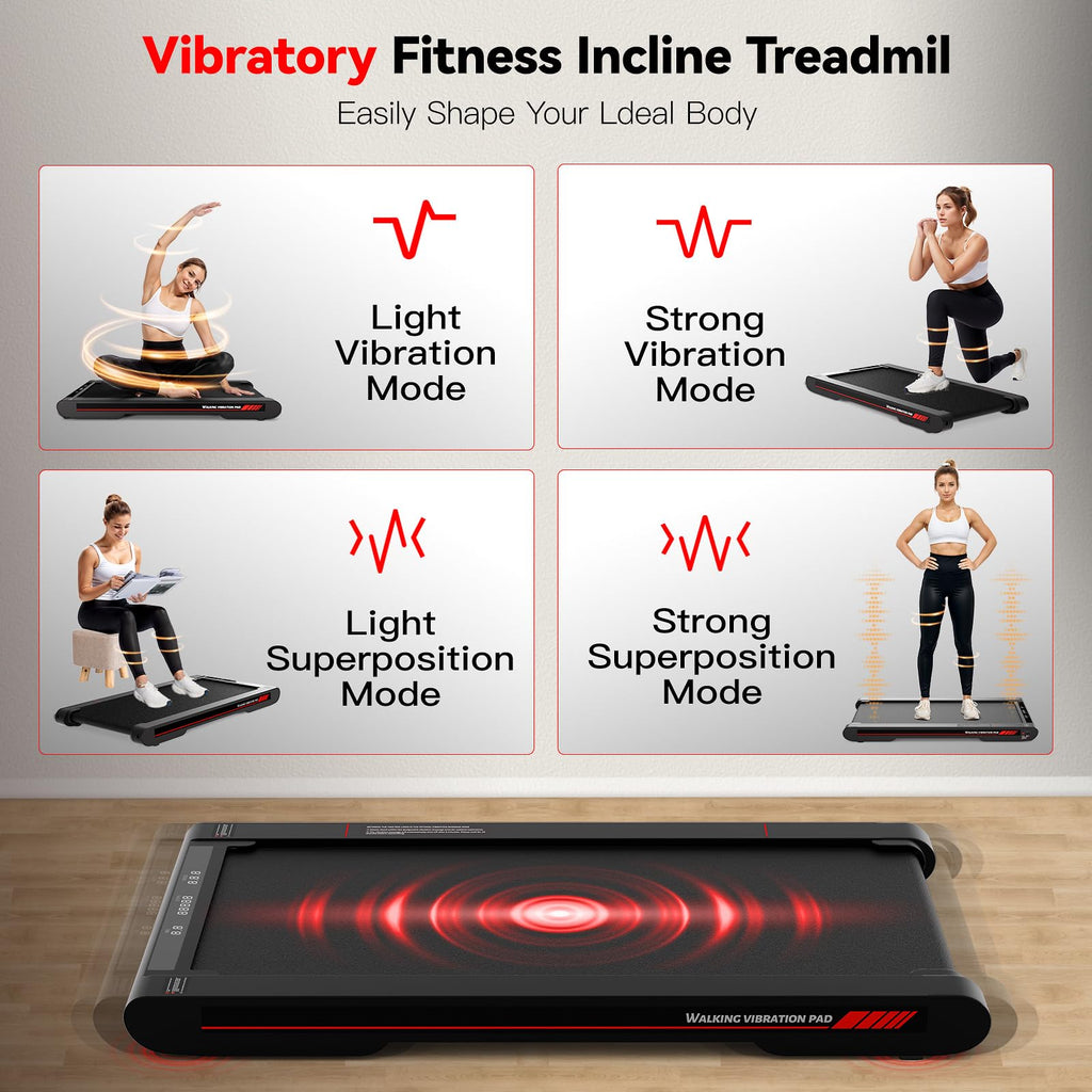 Sperax Walking Vibration Pad with Manual Incline,4-in-1 Under Desk Treadmill with APP Vibration Machine, Suitable for Home and O