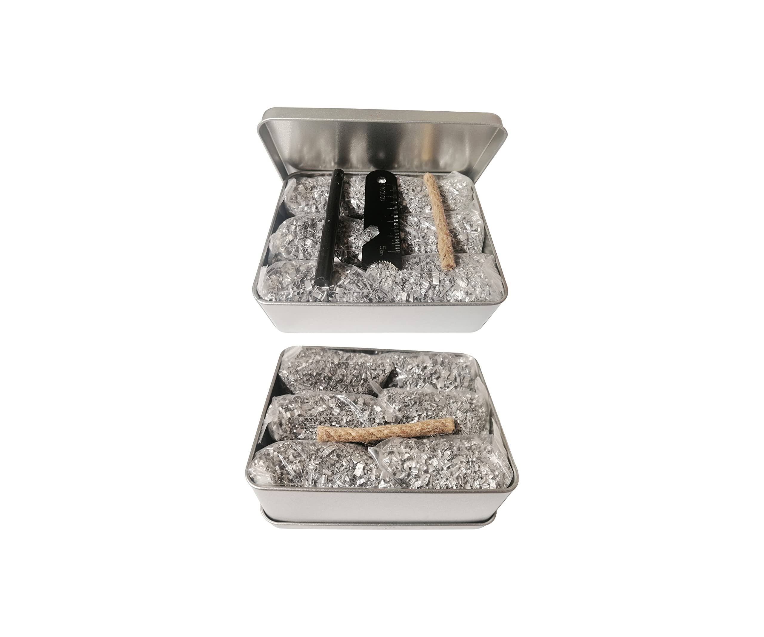 Fire Starter Kit - 12 Magnesium Bags (2.3 x 3.5) + 3.15 Ferro Rod (12,000+ Strikes) + 2X 0.3 x 4 Waxed Rope (24 Min Burn) - Surv