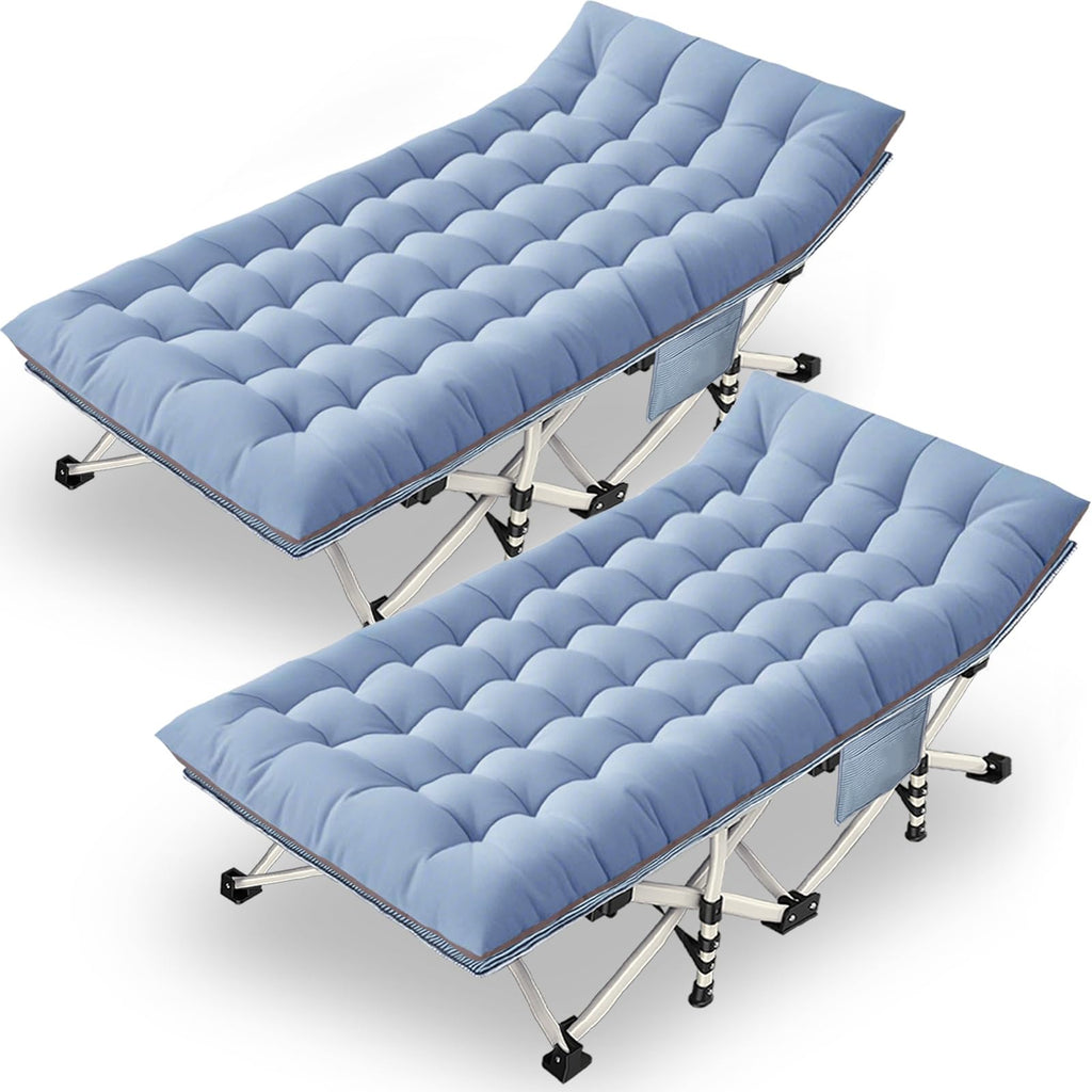 Oversize Camping Cot 2 Pack Extra Large Camping Bed For Adults Cot For Sleeping With Mattress Heavy Duty Portable Folding Cot Wi