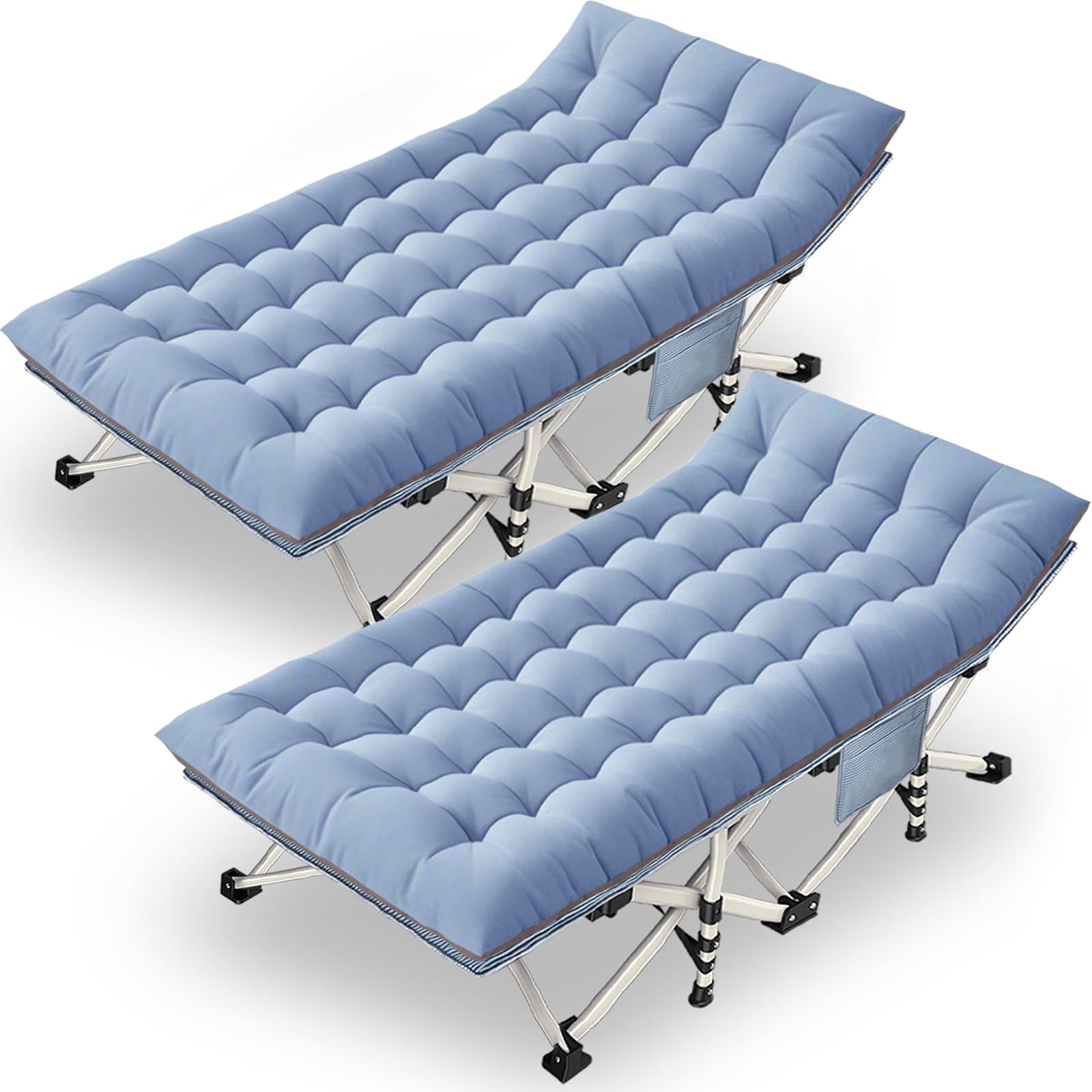 Oversize Camping Cot 2 Pack Extra Large Camping Bed For Adults Cot For Sleeping With Mattress Heavy Duty Portable Folding Cot Wi
